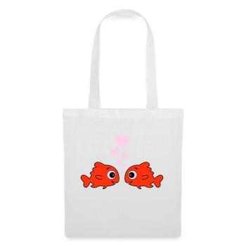 comic fische in love - Stoffbeutel - Weiß - Vorne