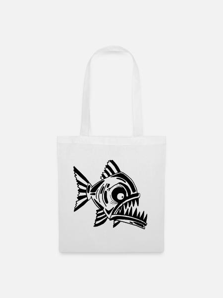 Fleischfressender Schwarzfisch - Stoffbeutel - Weiß