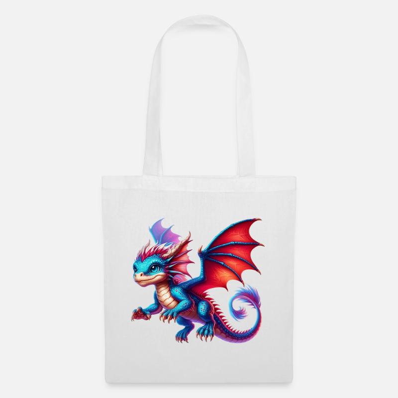 Drache - Stoffbeutel - Weiß