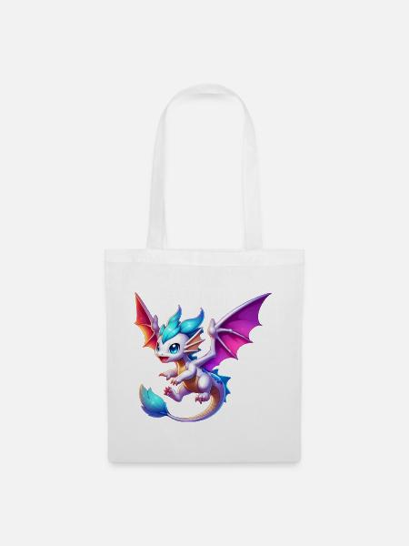 Drache - Stoffbeutel - Weiß