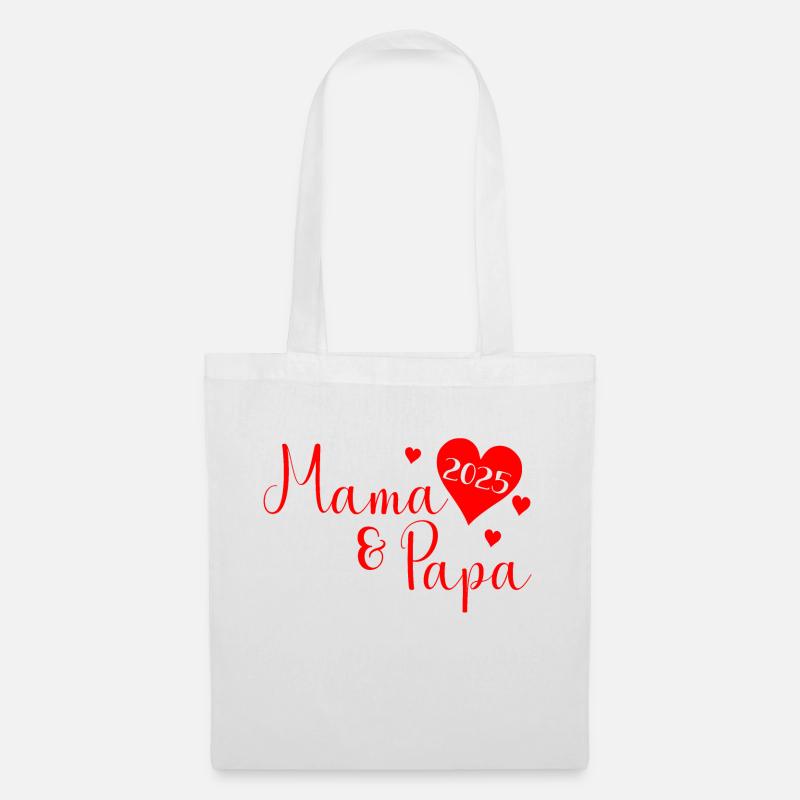 Mama und Papa rot - Stoffbeutel - Weiß