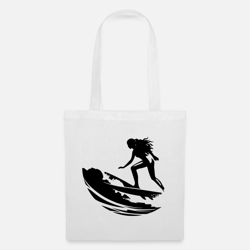 Weiblicher Surfer - Stoffbeutel - Weiß