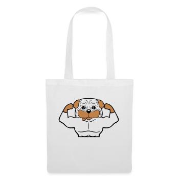 Chien Bodybuilder Muscles forts Gym Haltérophilie - Sac en tissu - blanc - Devant