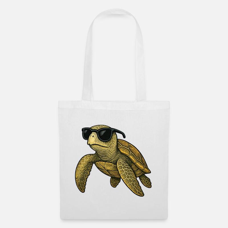 Cool turtle with sunglasses - Tote Bag - white