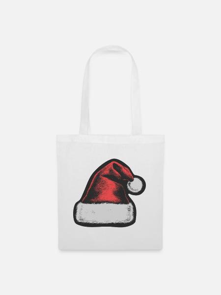 Rote Weihnachtsmütze - Stoffbeutel - Weiß