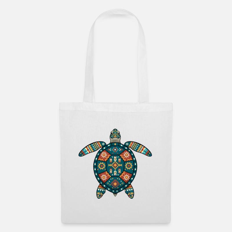 Turtle Aztec Motifs - Tote Bag - white
