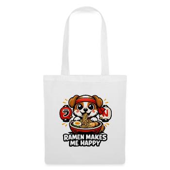 Le ramen me rend heureux, chien - Sac en tissu - blanc - Devant