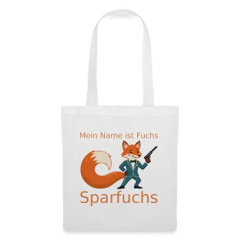 Fuchs Geheimagent im Anzug aka der Sparfuchs - Stoffbeutel - Weiß - Vorne