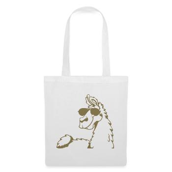 Cool Llama Alpaca Sunglasses Silhouette - Tote Bag - white - Front