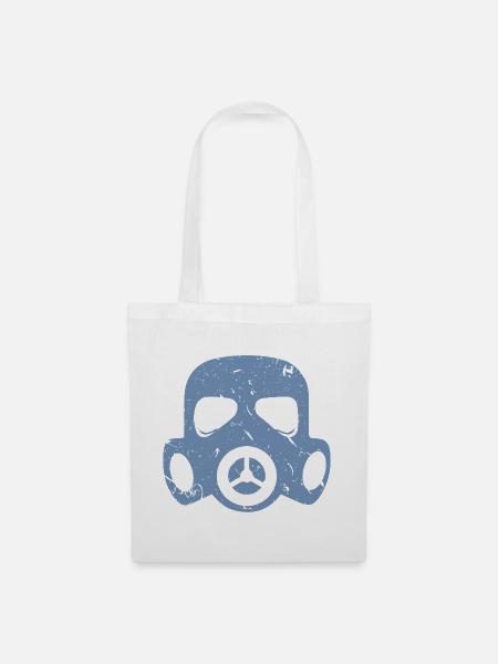 Grunge Gasmaske Nuklear Radioaktiv Feinstaub - Stoffbeutel - Weiß