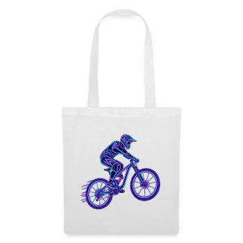 Mountainbike – Downhill-Biker im Neon-Look - Stoffbeutel - Weiß - Vorne