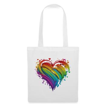 CSD LGBT Regenbogen LGBTQ Herz Pride Just Love - Stoffbeutel - Weiß - Vorne