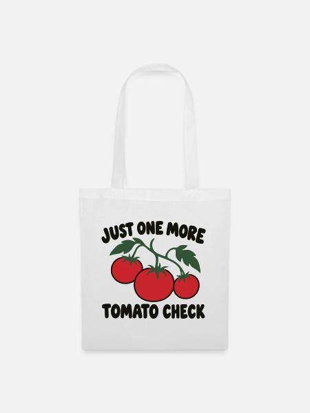 Tomatenanbausucht – lustiges Gartenzitat - Stoffbeutel - Weiß