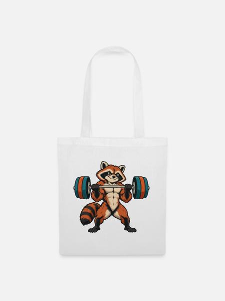 Red Panda Gewichtheber - Stoffbeutel - Weiß