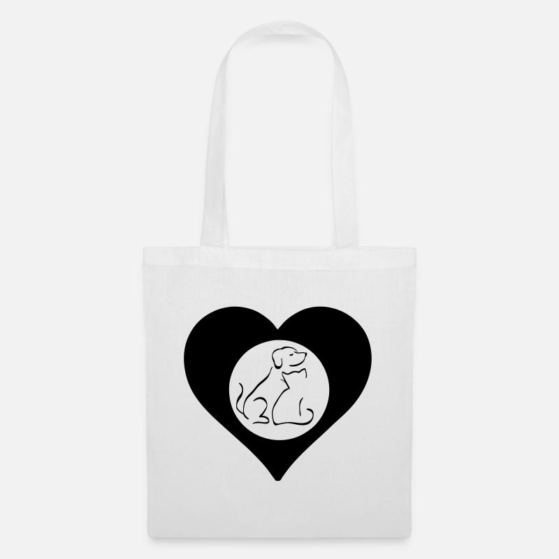Herz voller Tierliebe Geschenk - Stoffbeutel - Weiß