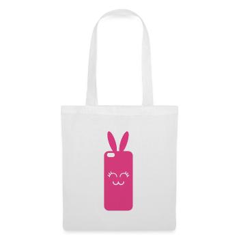 Pink Rabbit Phone Graphic - Tote Bag - white - Front