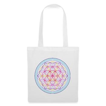 Fleur de vie rouge-bleu - Sac en tissu - blanc - Devant
