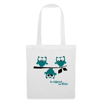Eulen, lustig, be different, Vogel - Sac en tissu - blanc - Devant