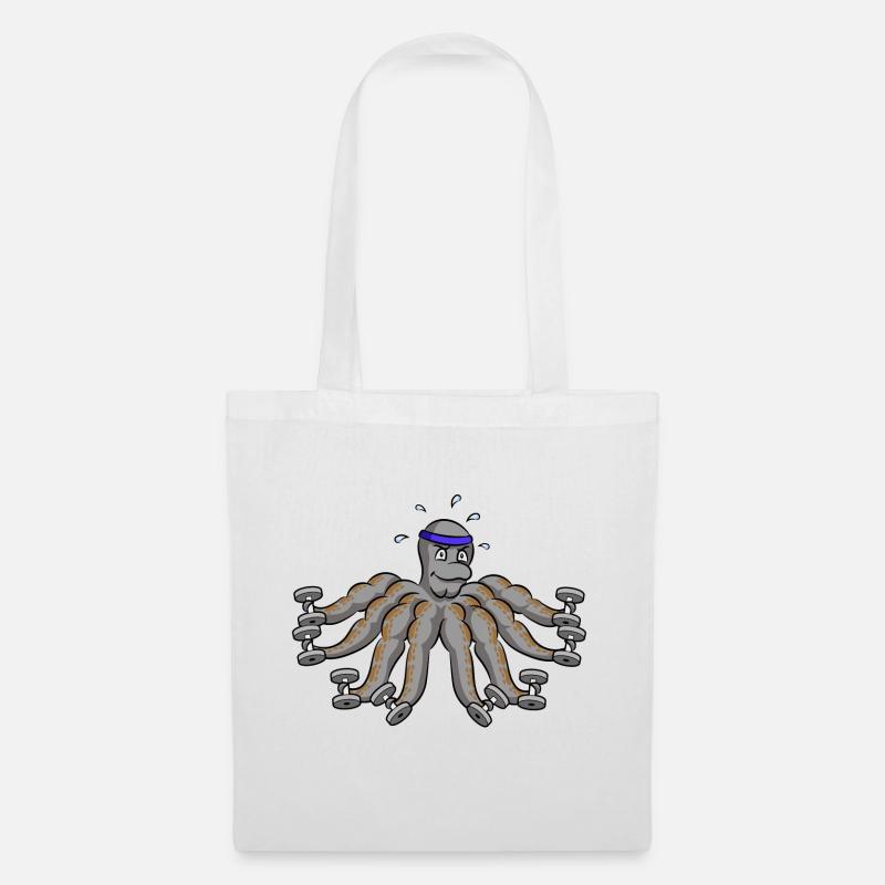 Octopus Bodybuilding Bodybuilder Krake - Stoffbeutel - Weiß