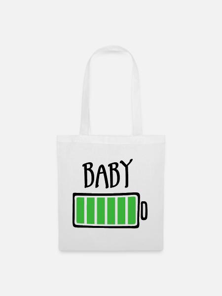Aus Batterien - Baby - Stoffbeutel - Weiß