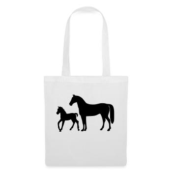 Cheval avec poulain - Sac en tissu - blanc - Devant