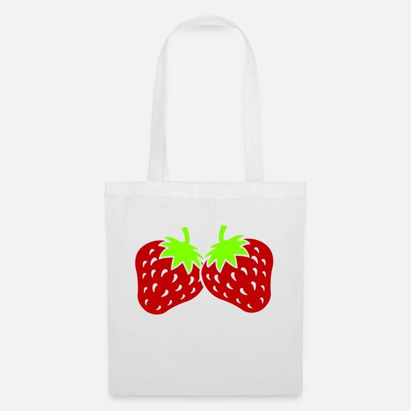 Erdbeeren - Stoffbeutel - Weiß