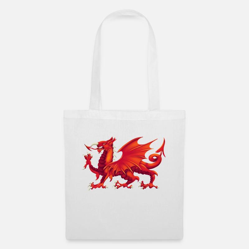 Walisischer Drache - Y Ddraig Goch - Stoffbeutel - Weiß