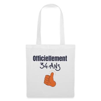 Officiellement 34 Ans - Sac en tissu - blanc - Devant