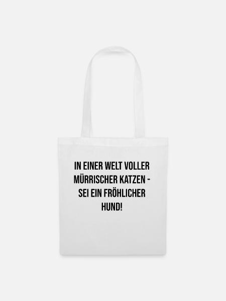 Fröhlicher Hund - Stoffbeutel - Weiß
