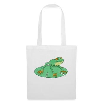 Mignonne grenouille verte sur un nénuphar - Sac en tissu - blanc - Devant