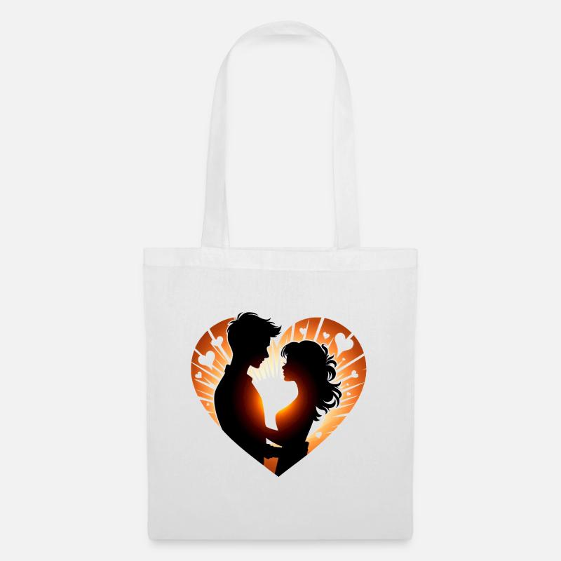 Romantische Silhouette Herz Design - Stoffbeutel - Weiß