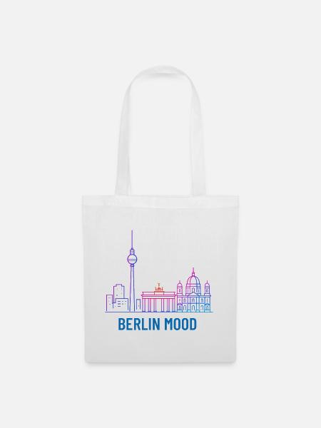 Berlin Mood Neon Skyline - Stoffbeutel - Weiß
