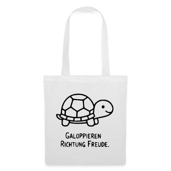  Schildkröte Spruch | Galopp Richtung Freude - Stoffbeutel - Weiß - Vorne