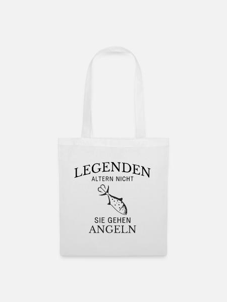 Legenden gehen Angeln Spruch - Stoffbeutel - Weiß