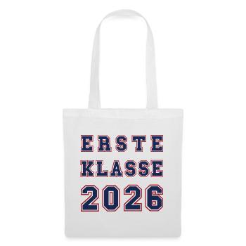 ERSTE KLASSE 2026 - Einschulung Schulkind rot blau - Stoffbeutel - Weiß - Vorne