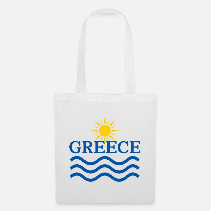 Greece Sun Waves Emblem - Tote Bag - white