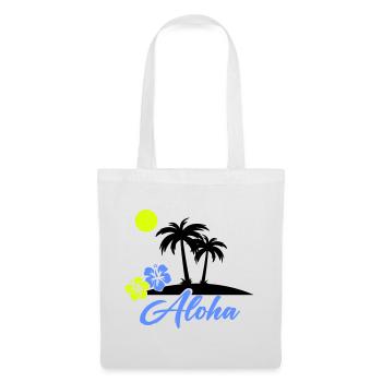 Écriture néon Hibiscus Aloha - Sac en tissu - blanc - Devant