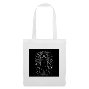 Magic Cat und Crescent Moon – Hexen-Goth - Stoffbeutel - Weiß - Vorne