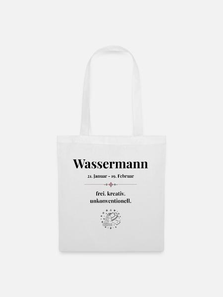 Sternzeichen Wassermann – Datum & Eigenschaften - Stoffbeutel - Weiß