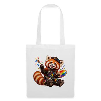 Red Panda Künstler mit Farbpalette - Stoffbeutel - Weiß - Vorne