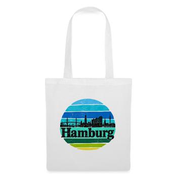 Hamburg Skyline - Sonnenuntergang - Alster - Elbe - Stoffbeutel - Weiß - Vorne