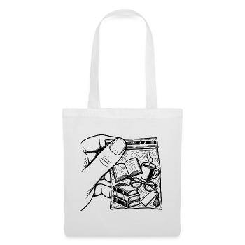 Suchtlesen – Pouch Books, Kaffee & Brille - Stoffbeutel - Weiß - Vorne