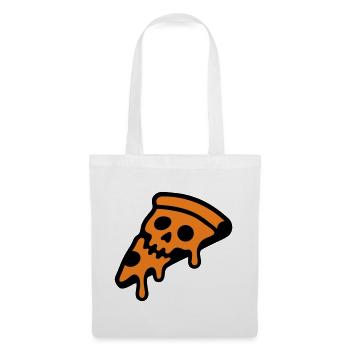 Pizza Totenkopf Halloween Grafik - Stoffbeutel - Weiß - Vorne