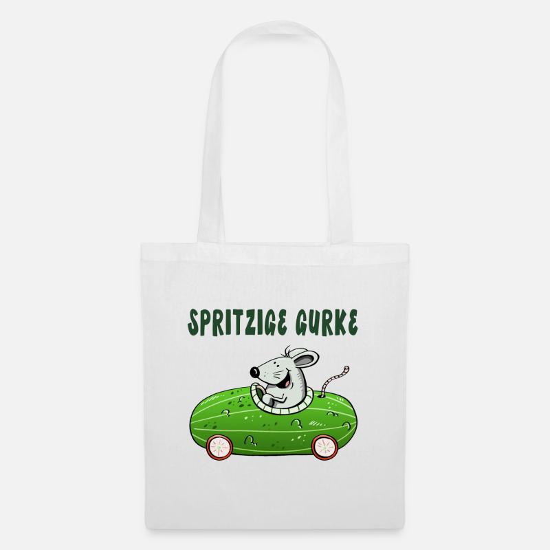 Spritzige Gurke - Spritztour - Auto - Maus - Stoffbeutel - Weiß