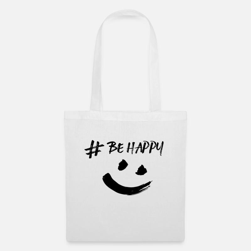 #BE HAPPY - Stoffbeutel - Weiß