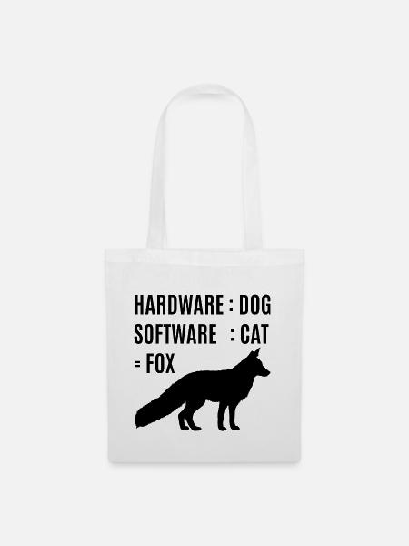 Fuchs Hardware Hund Software Katze - Stoffbeutel - Weiß