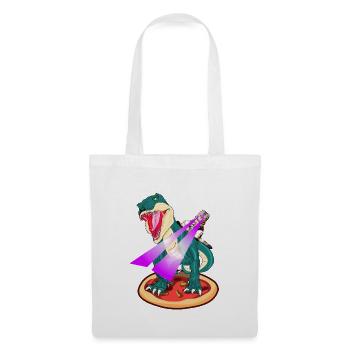 Dino on Pizza Cat rides TRex with laser eyes - Tote Bag - white - Front