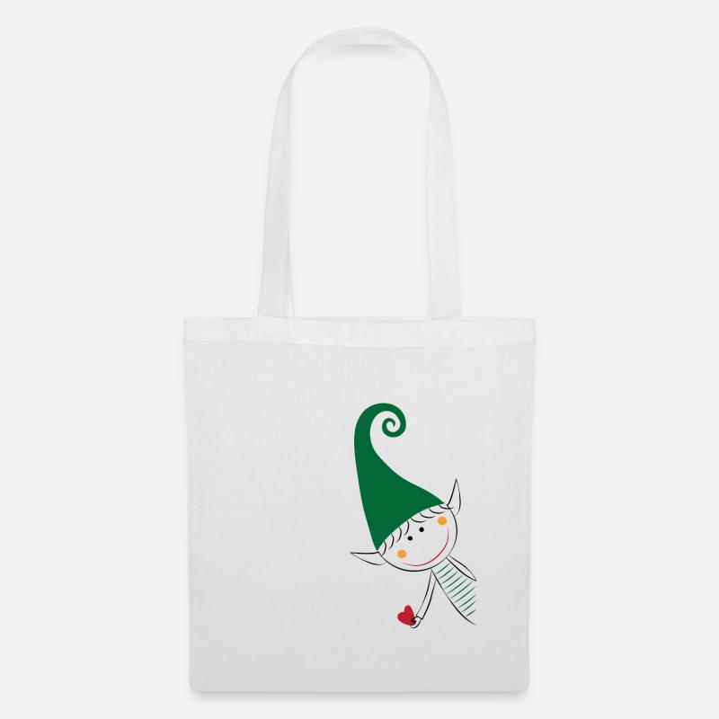 Elf Weihnachtself Heinzelmännchen Geschenk - Stoffbeutel - Weiß