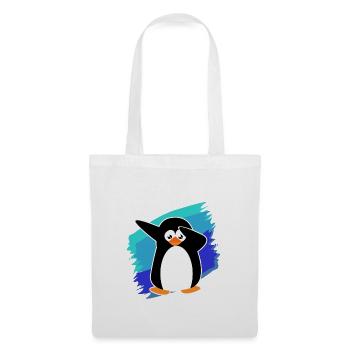 tupfender Pingu süsser Pinguin Shirt - Stoffbeutel - Weiß - Vorne