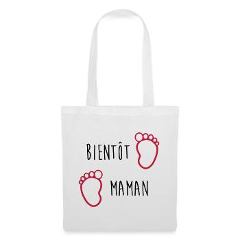 Bientôt Maman / Bébé / Naissance / Enceinte / Baby - Sac en tissu - blanc - Devant